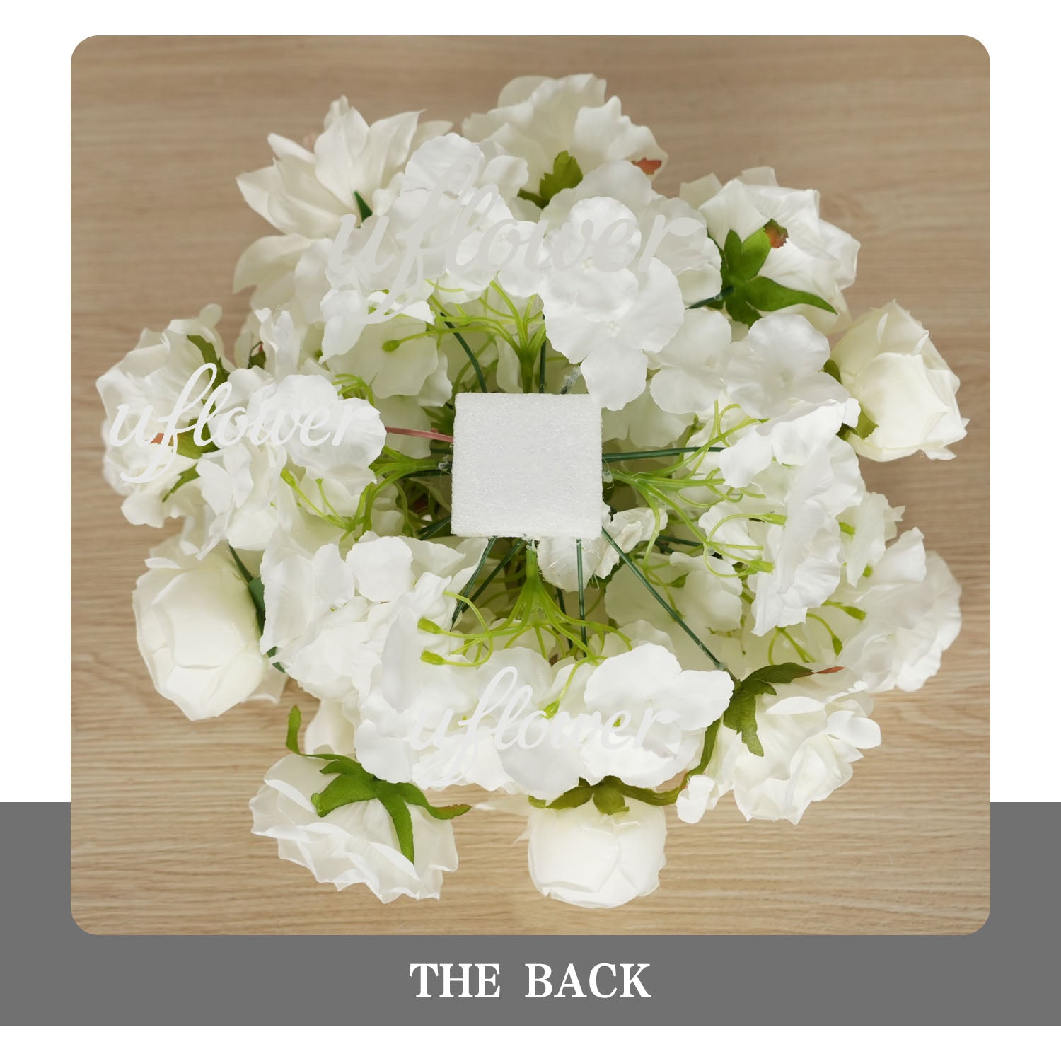 Uflower White Rose Table Runner Sofa Floral Wedding Backdrop Decor